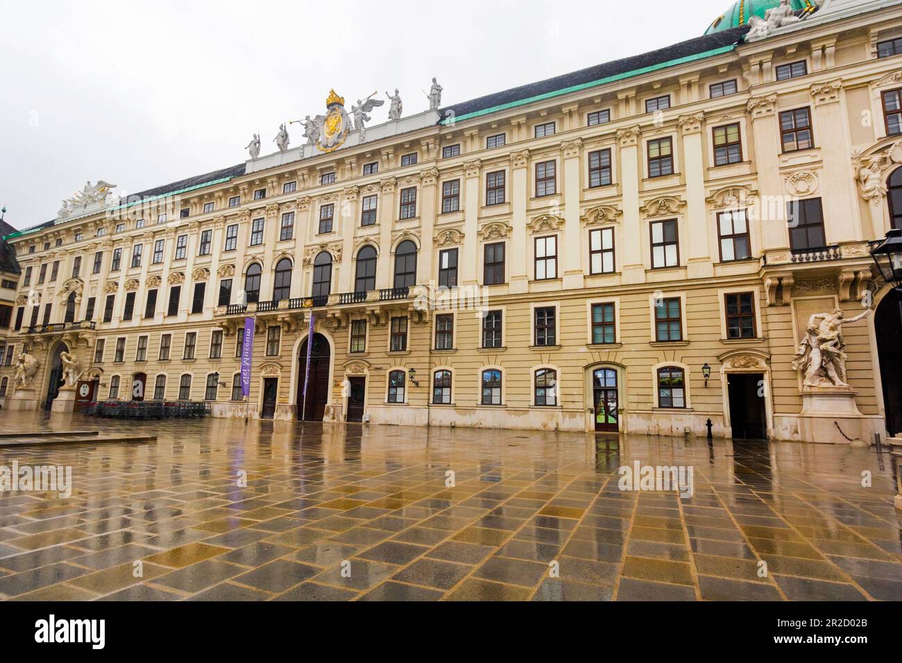 Vienna, Austria - May 2023: Wing of the Imperial Chancellery of the Hofburg Palace - Vienna, Austria Stock Photo