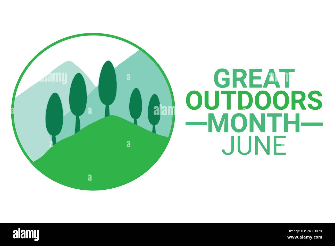 Great Outdoors Month. June. Holiday concept. Template for background, banner, card, poster with text inscription. Vector illustration Stock Vector