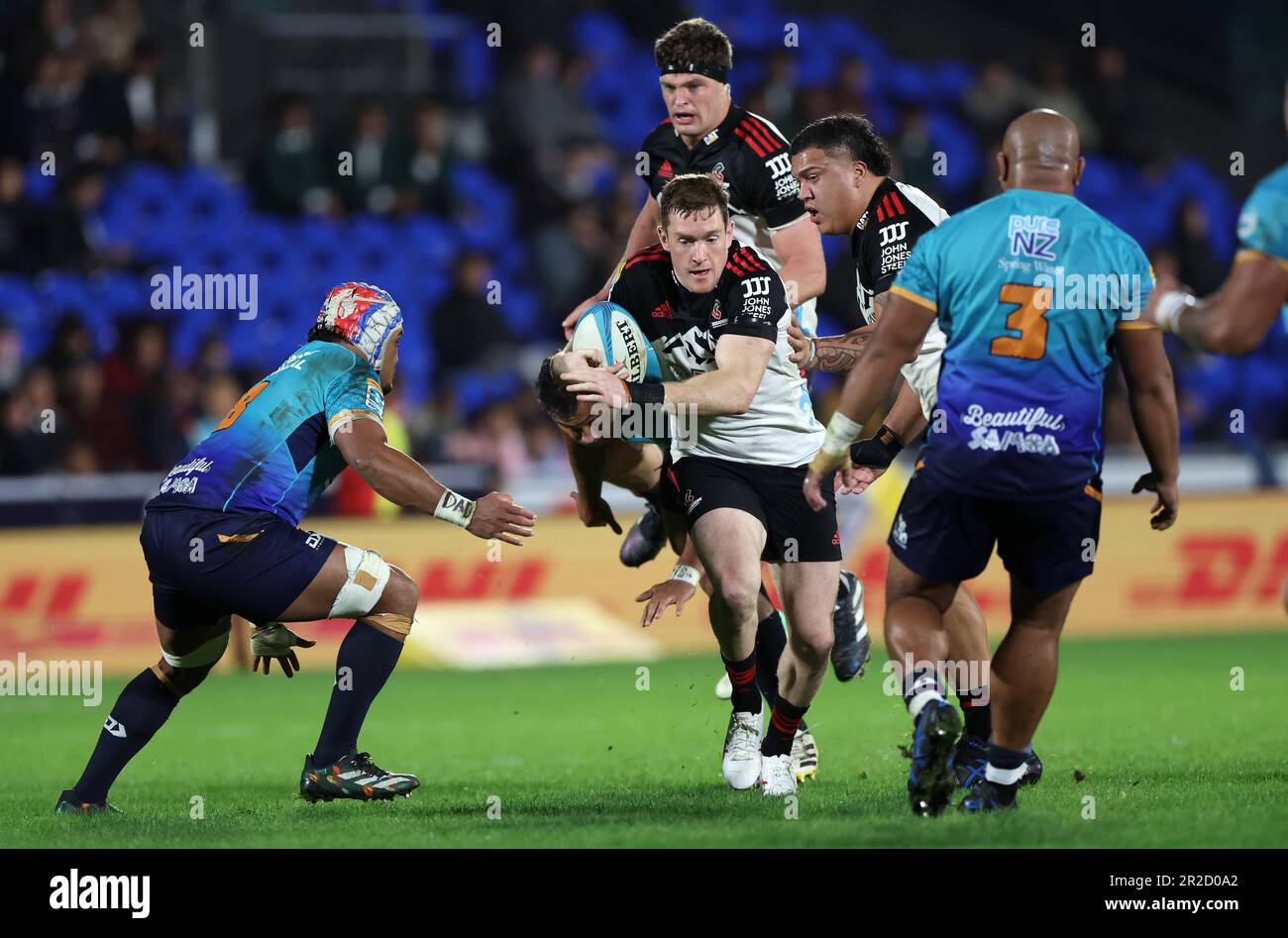 Dallas McLeod of the Crusaders during the Super Rugby Pacific Round 4 match between the Auckland Blues and the Canterbury Crusaders at Eden Park in Auckland, New Zealand, Saturday, March 18, 2023