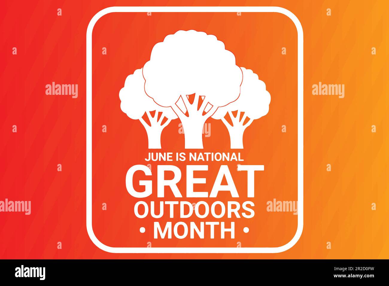 June Is National Great Outdoors Month. Holiday concept. Template for background, banner, card, poster with text inscription. Vector illustration Stock Vector