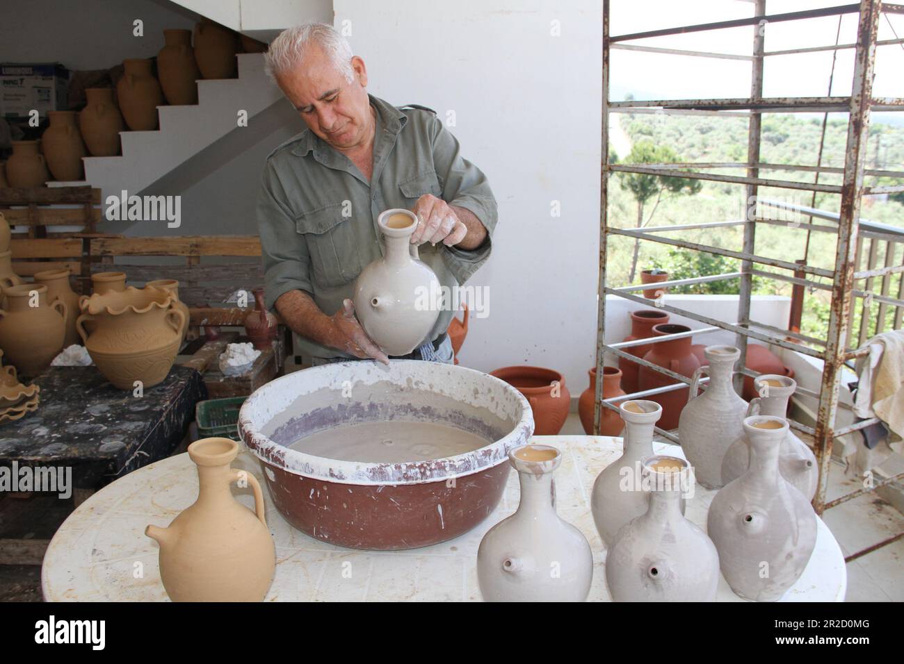 Beirut, Lebanon. 18th May, 2023. Jihad Esber, owner of a pottery