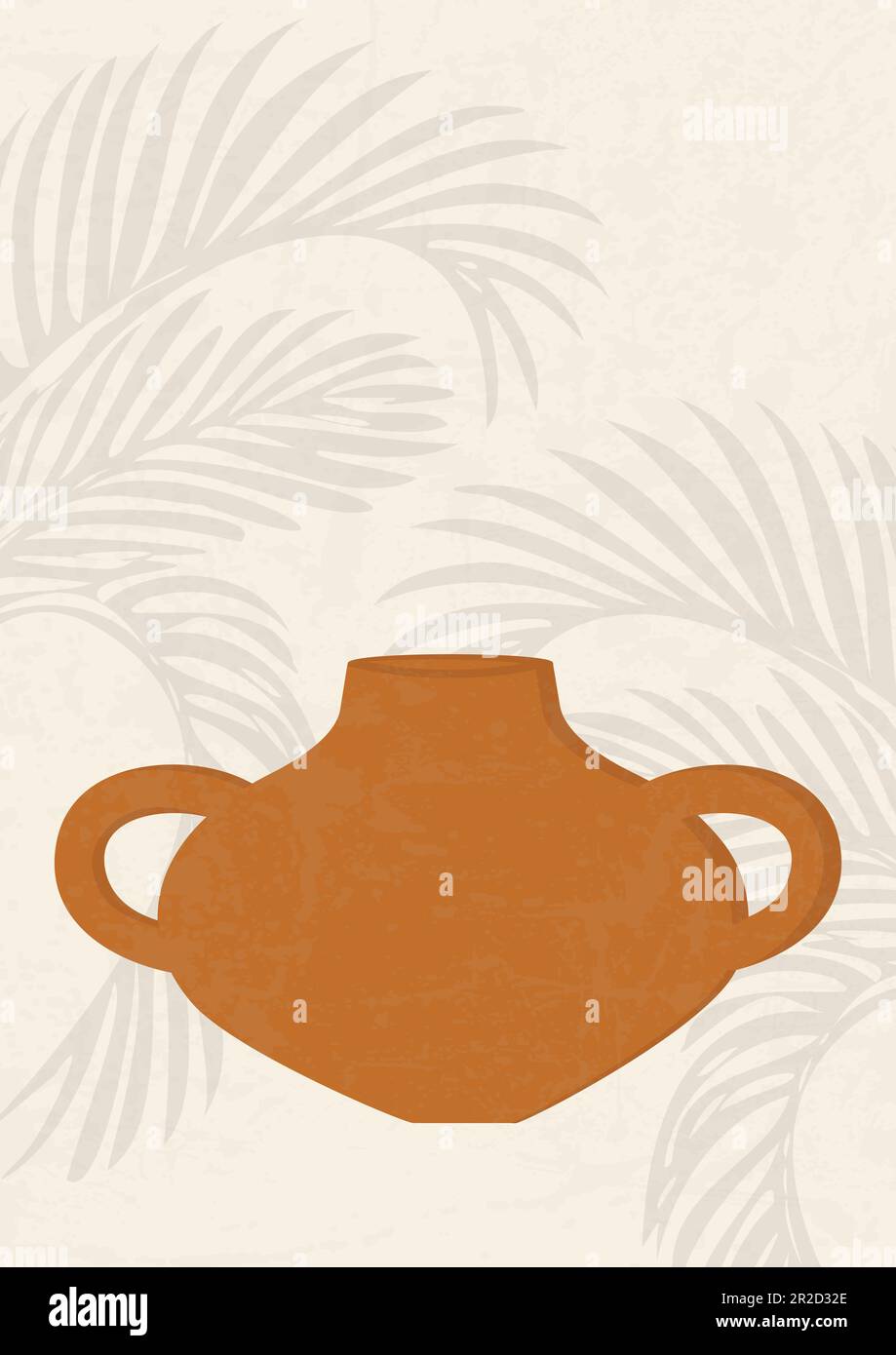 Boho minimalist illustration with ancient ceramic vase Stock Vector ...