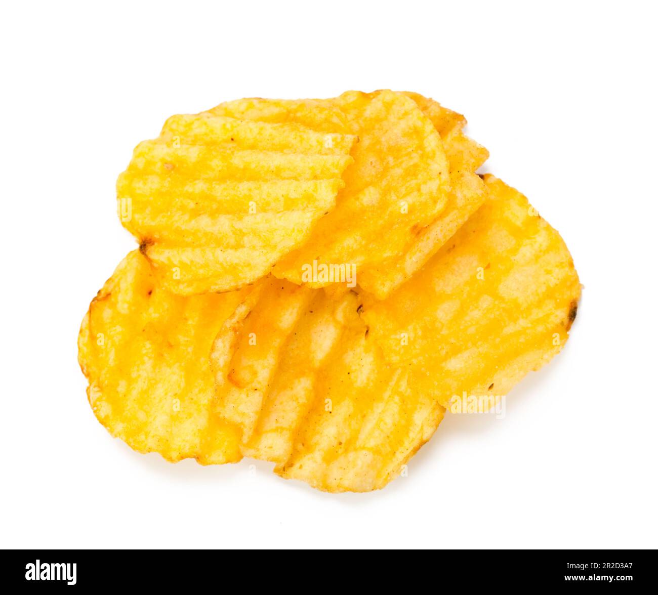 yellow potato chips isolated on white Stock Photo Alamy