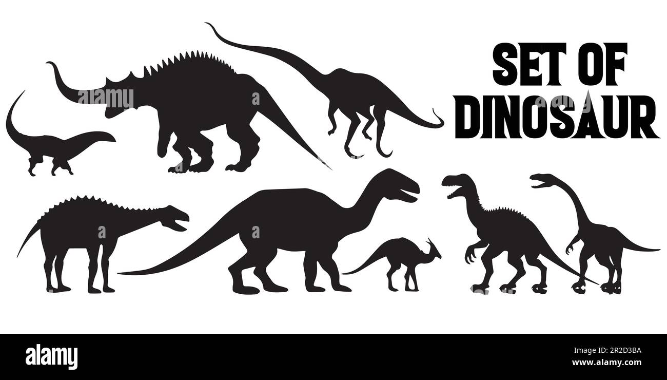 A set of dinosaur silhouette vector illustrations. Stock Vector