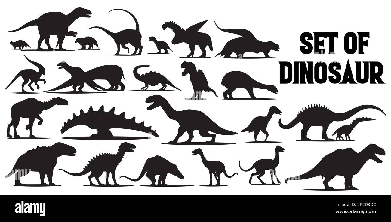 Silhouette dinosaur vector collection. Stock Vector