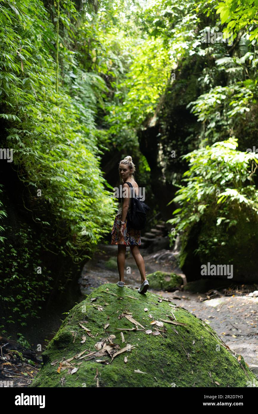 Tourist backpack in jungle hi-res stock photography and images - Alamy