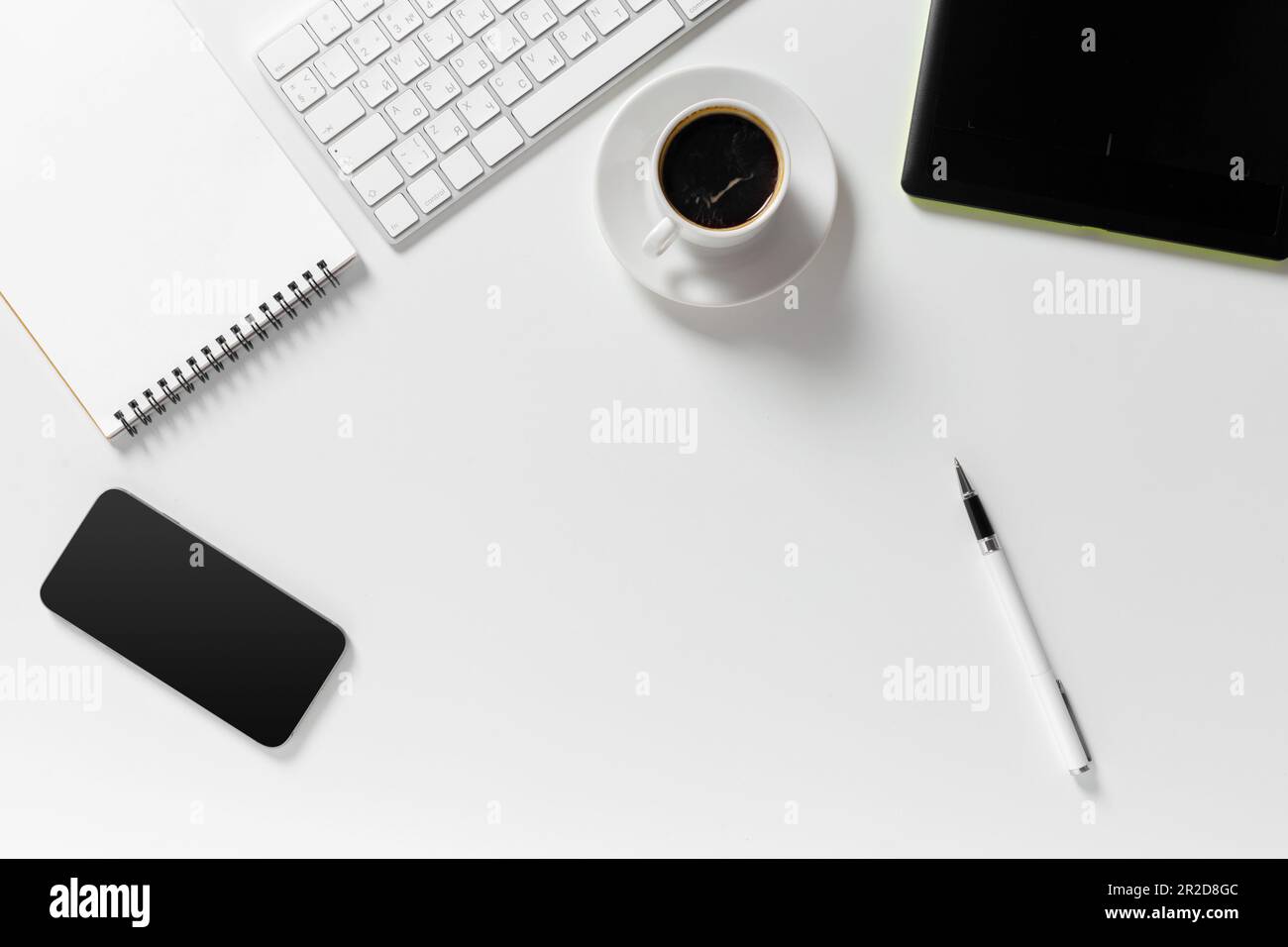 Office desk, top view Stock Photo - Alamy