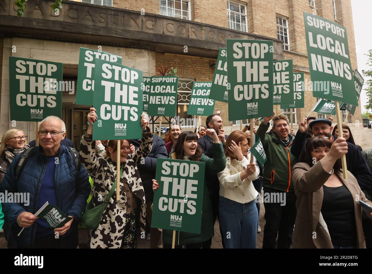 BBC NI journalists on the picket line at BBC NI, Broadcasting House in