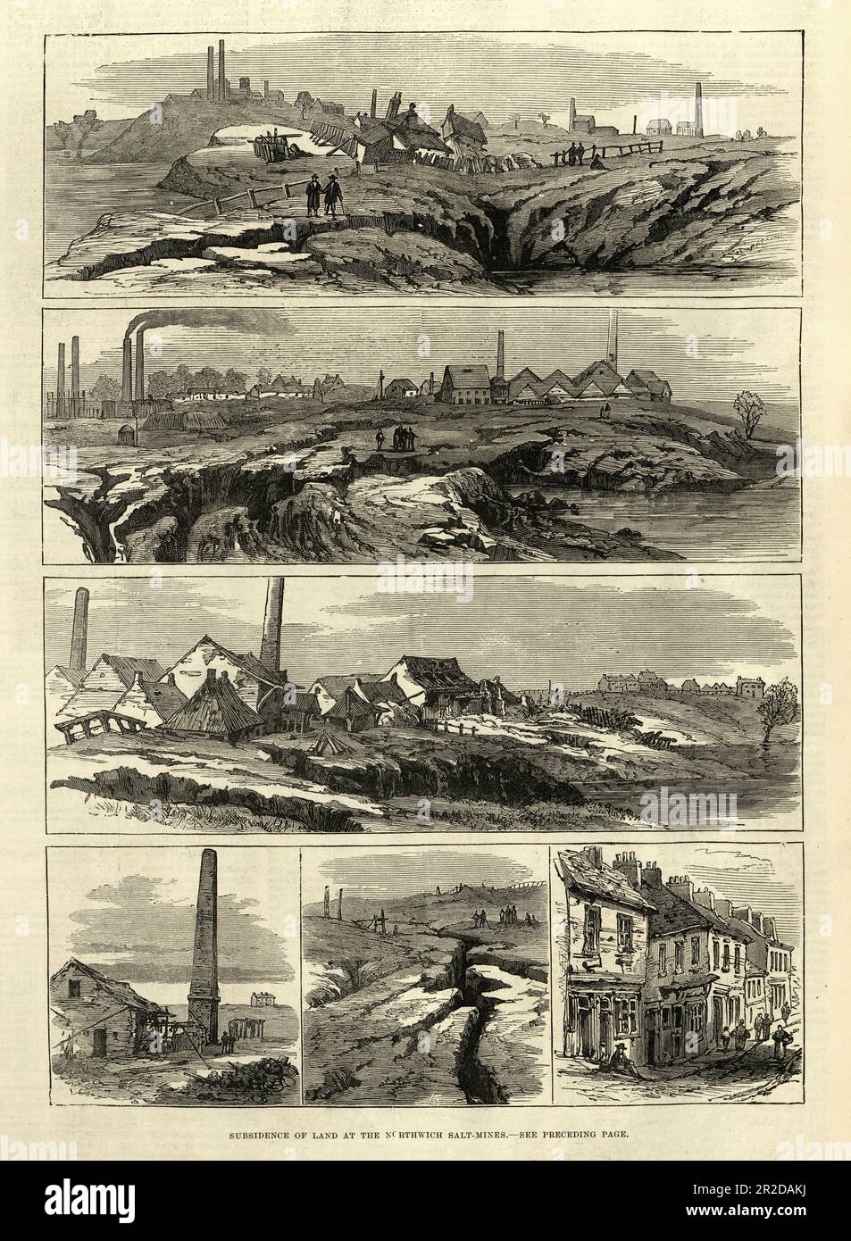 Subsidance of Land at the Northwich salt mines, Cheshire, England, 1881