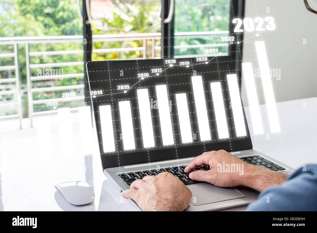 Businessman is positively analyzing business growth indicators. Concept