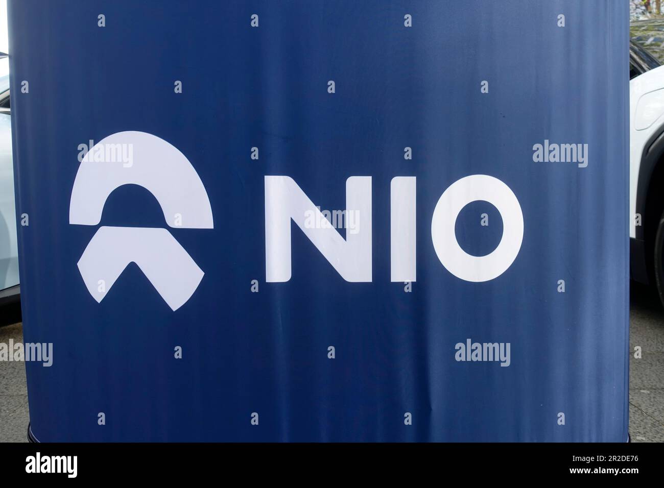 Nio ,Chinese multinational automobile manufacturer headquartered in Shanghai, specializing in designing and developing electric vehicles Stock Photo