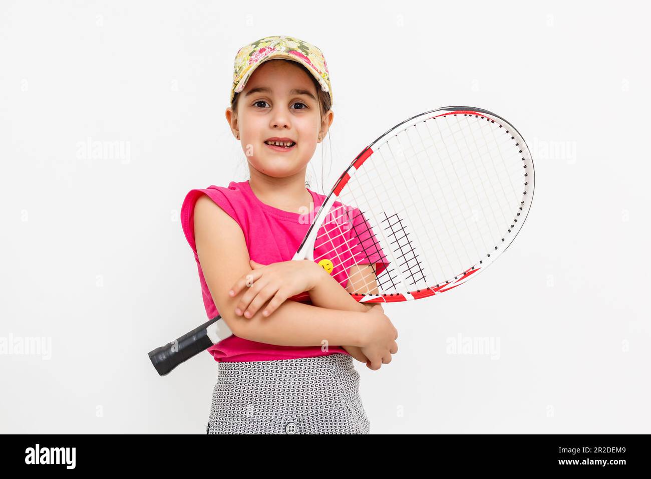 little girl with a tennis racket Stock Photo - Alamy