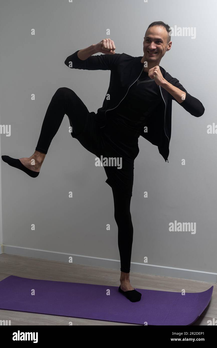 the man is doing exercises Stock Photo