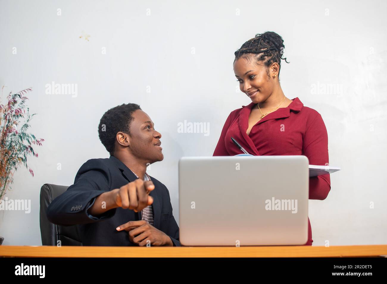 two african employees working together on a project Stock Photo