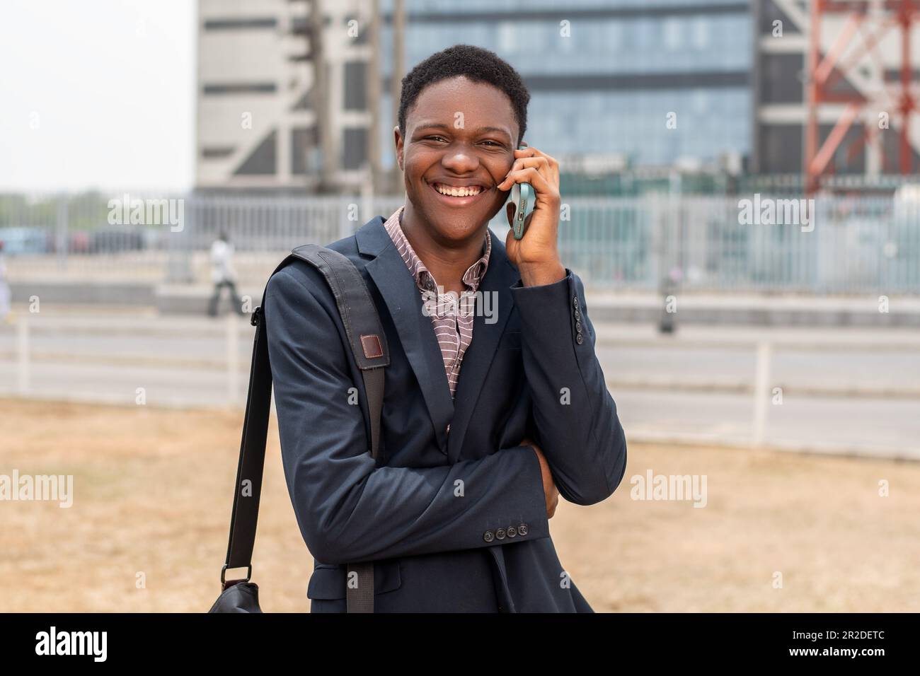 young african business man making a phone call Stock Photo