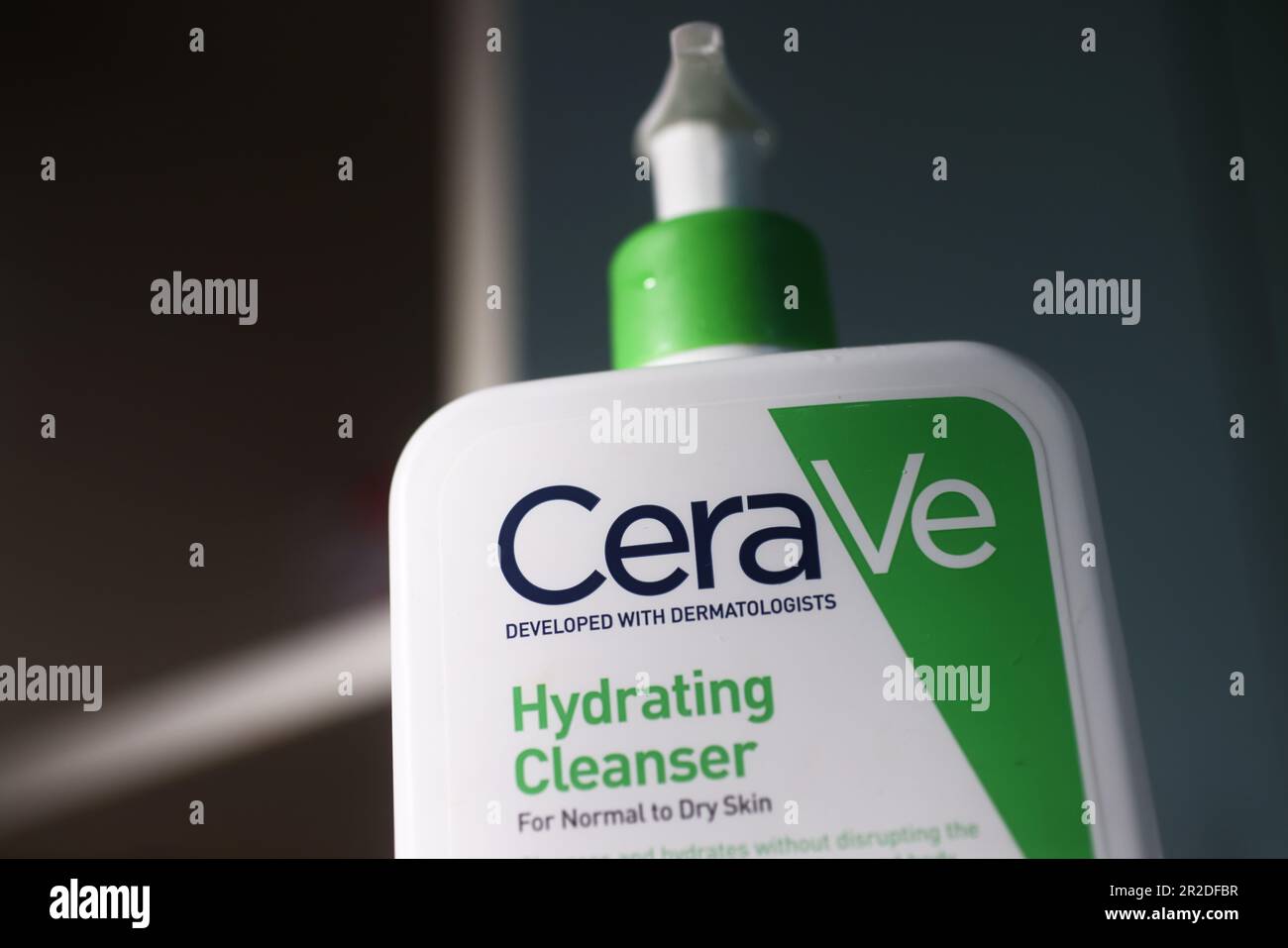 Different kinds of products in a bathroom, CeraVe Hydrating Cleanser Stock Photo Alamy