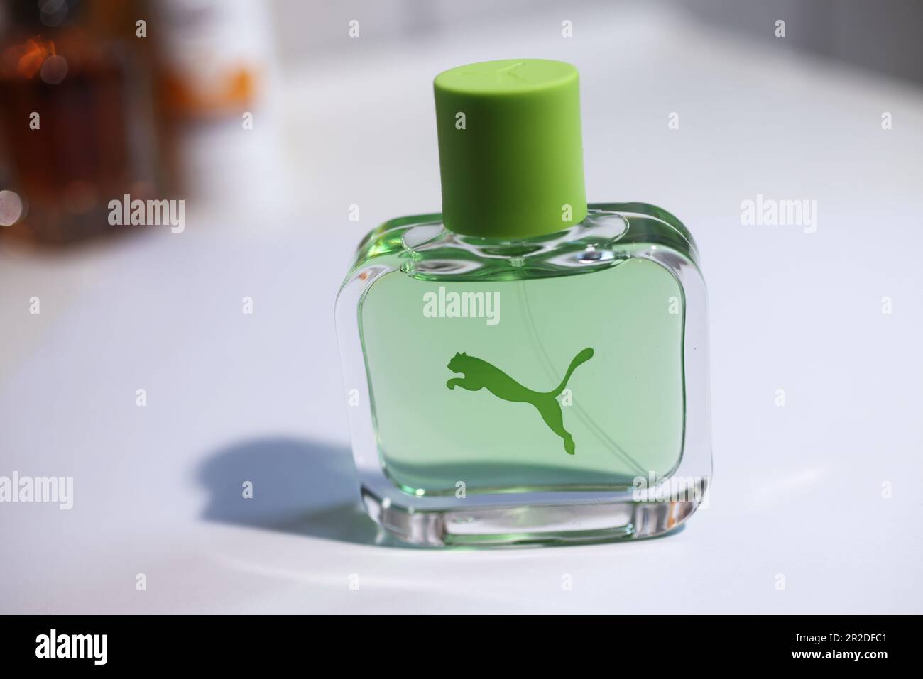Different kinds of products in a bathroom, Puma Eau de Toilette Stock Photo  - Alamy