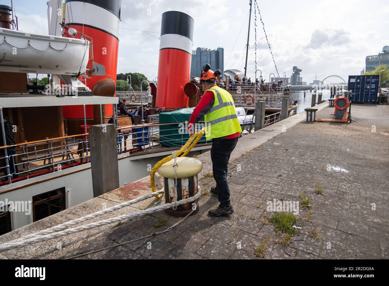Glasgow, Scotland, UK. 19th May, 2023. PS Waverley, the world's last seagoing paddle steamer