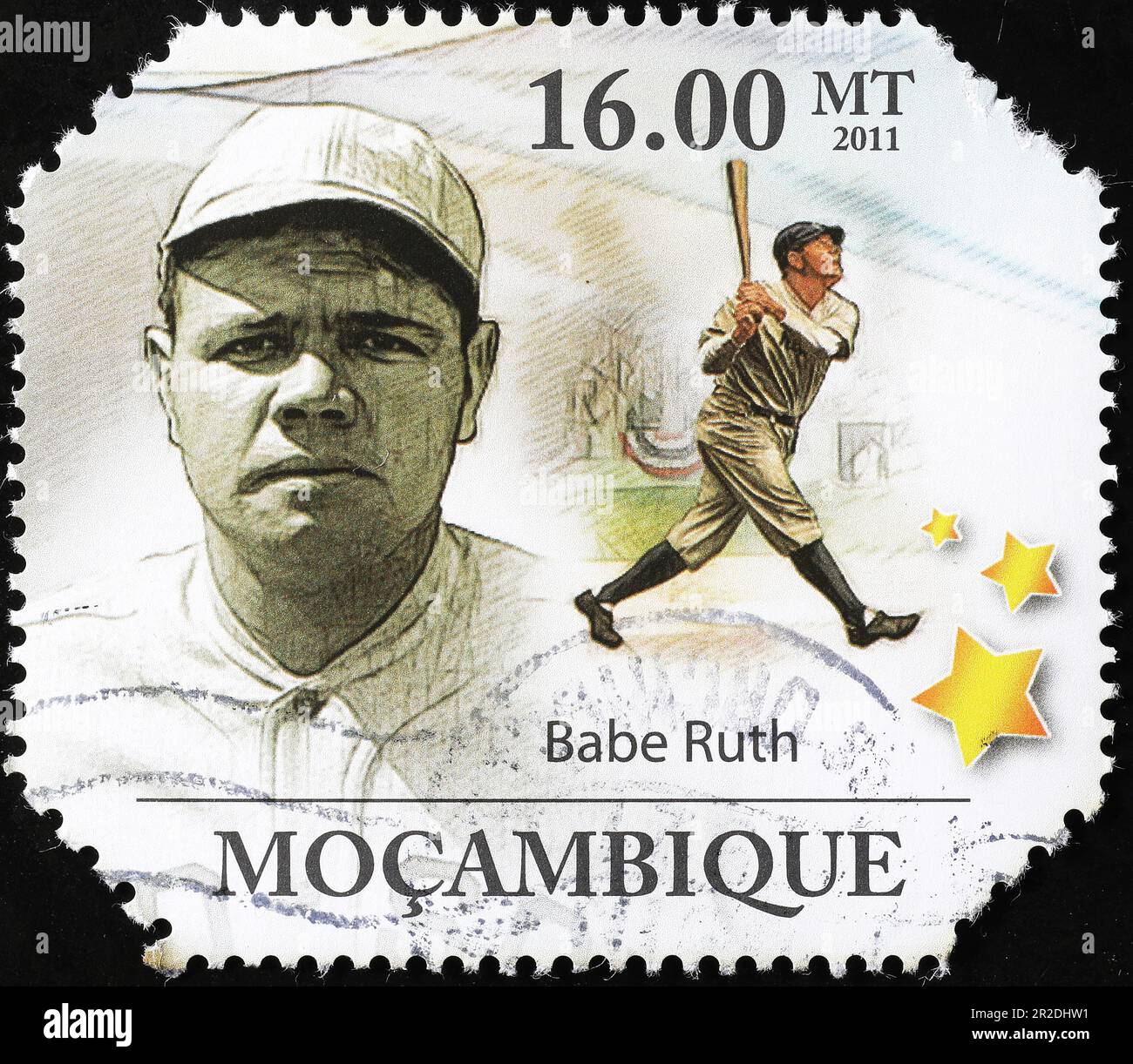 Legendary Babe Ruth on postage stamp Stock Photo