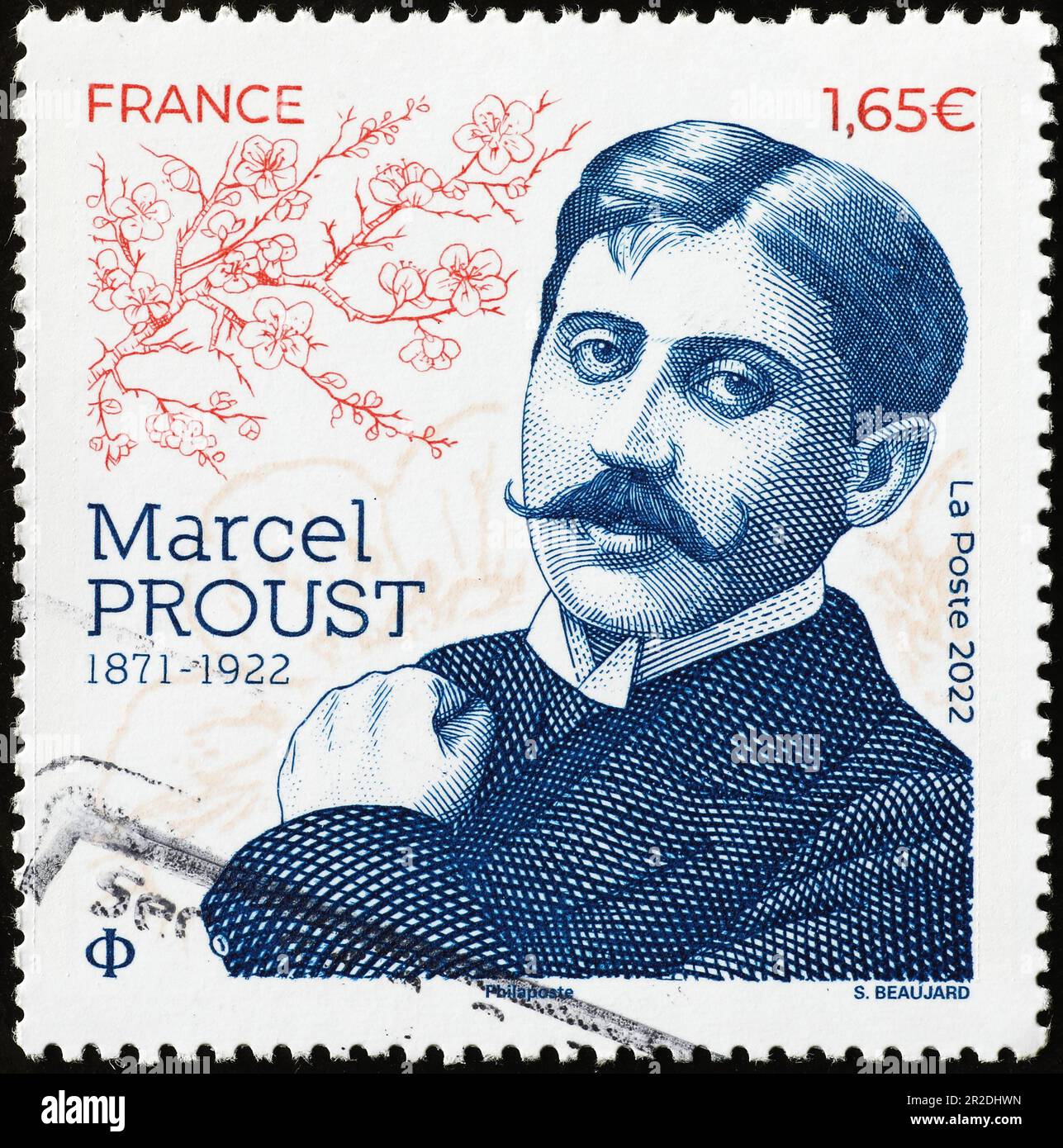 Marcel Proust portrait on french postage stamp Stock Photo
