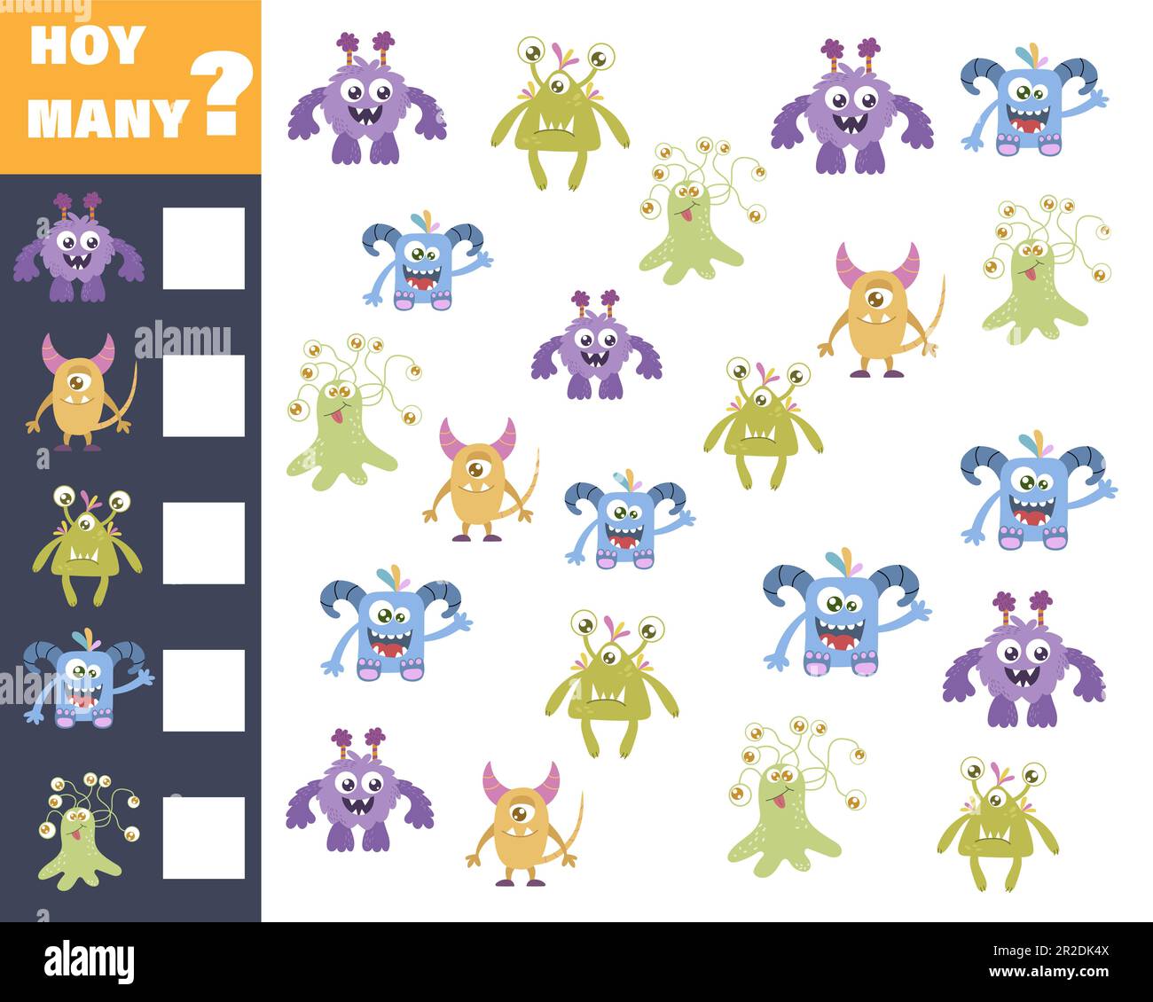 Counting game for preschool children. Educational math game. Count how