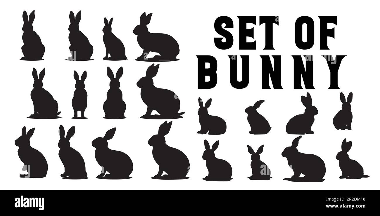 A set of Bunny silhouette vector illustrations Stock Vector Image & Art ...