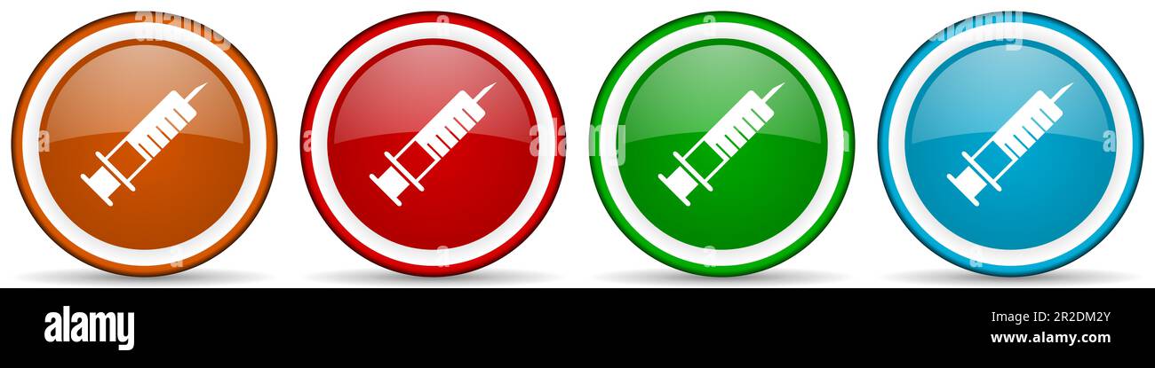 Syringe, injection glossy icons, set of modern design buttons for web ...