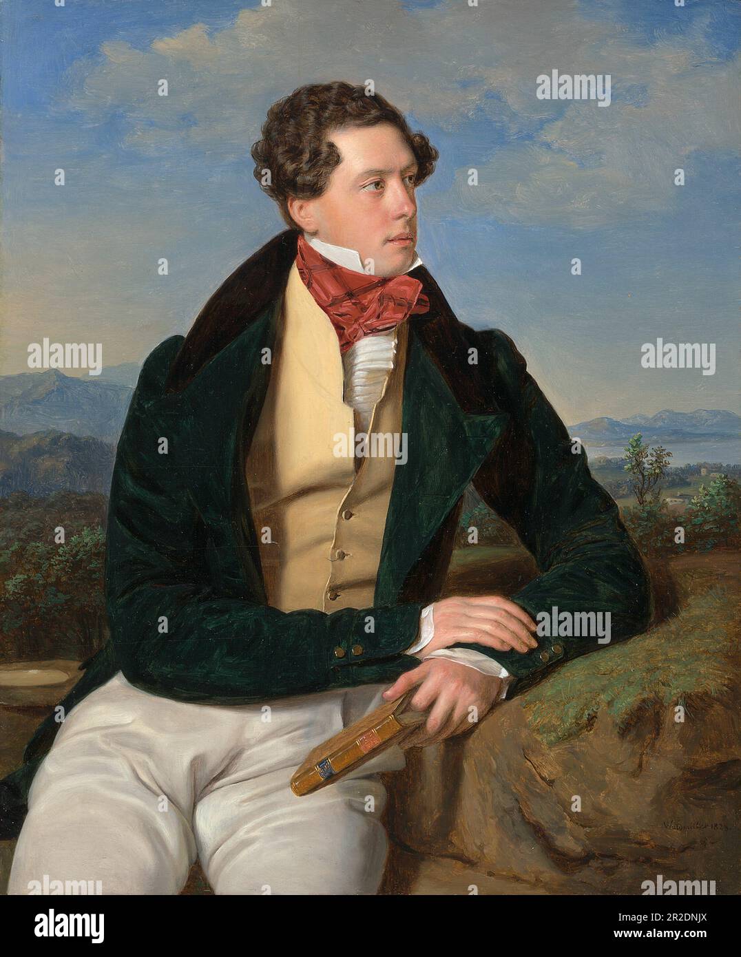 The Actor Maximilian Korn in a Landscape Date: 1828 Artist: Ferdinand Georg Waldmüller Austrian, 1793-1865 Stock Photo