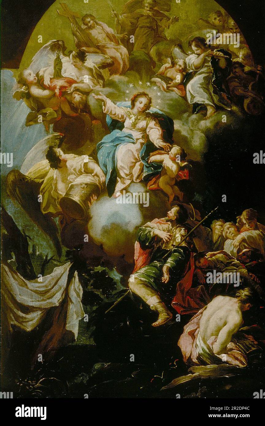 Saint Jame’s Vision of the Virgin of the Pillar Date: 1750/55 Artist: Antonio González Velásquez, attributed to Spanish, 1723-1794 Stock Photo