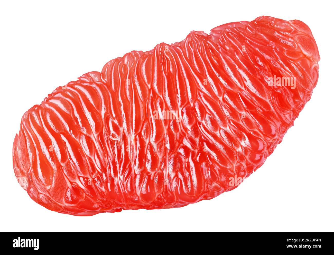 Flesh of grapefruit citrus slice isolated on white background with