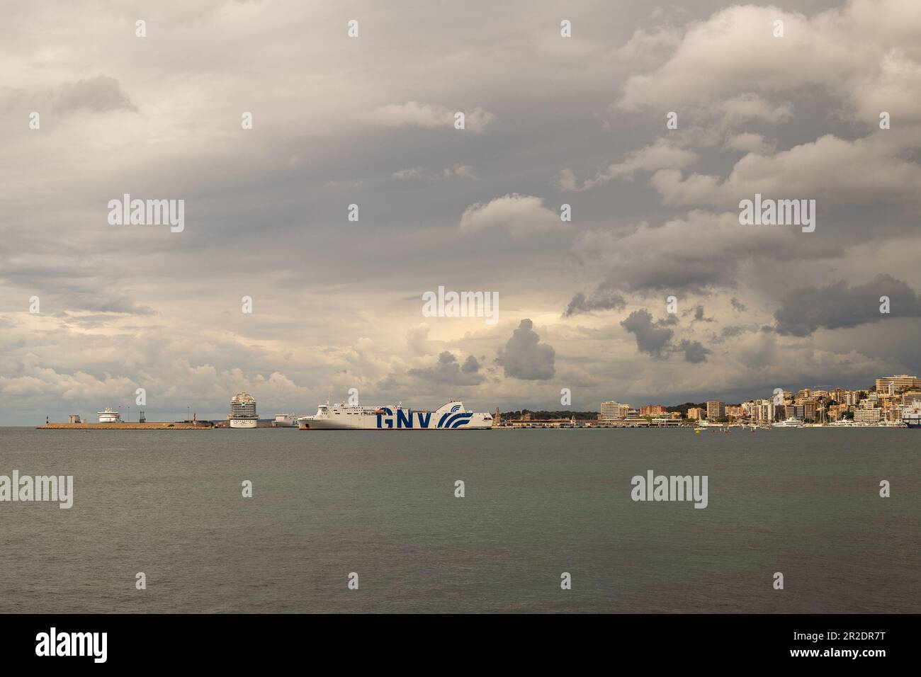 Palma de Majorca, Spain - May 13th 2023: GNV Ferry leaving Palma harbour Stock Photo