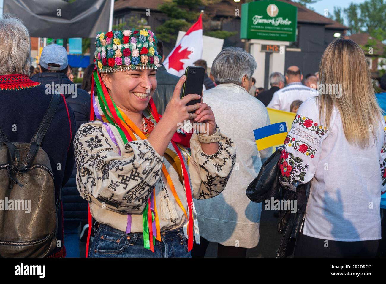 Toronto, ON, Canada May 18, 2023 People in Ukrainian national