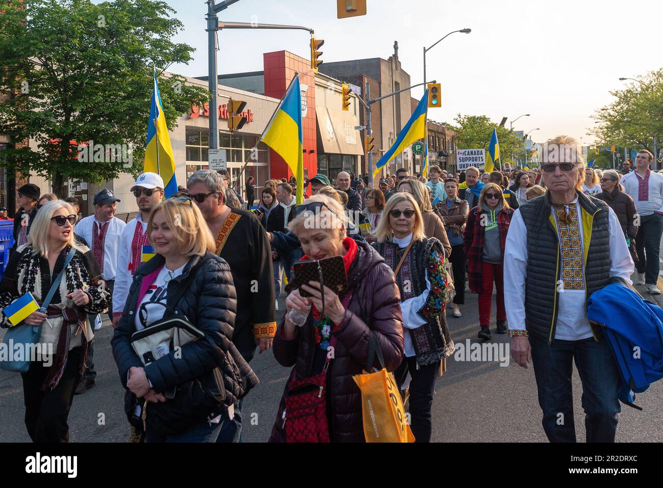 Toronto, ON, Canada May 18, 2023 People in Ukrainian national