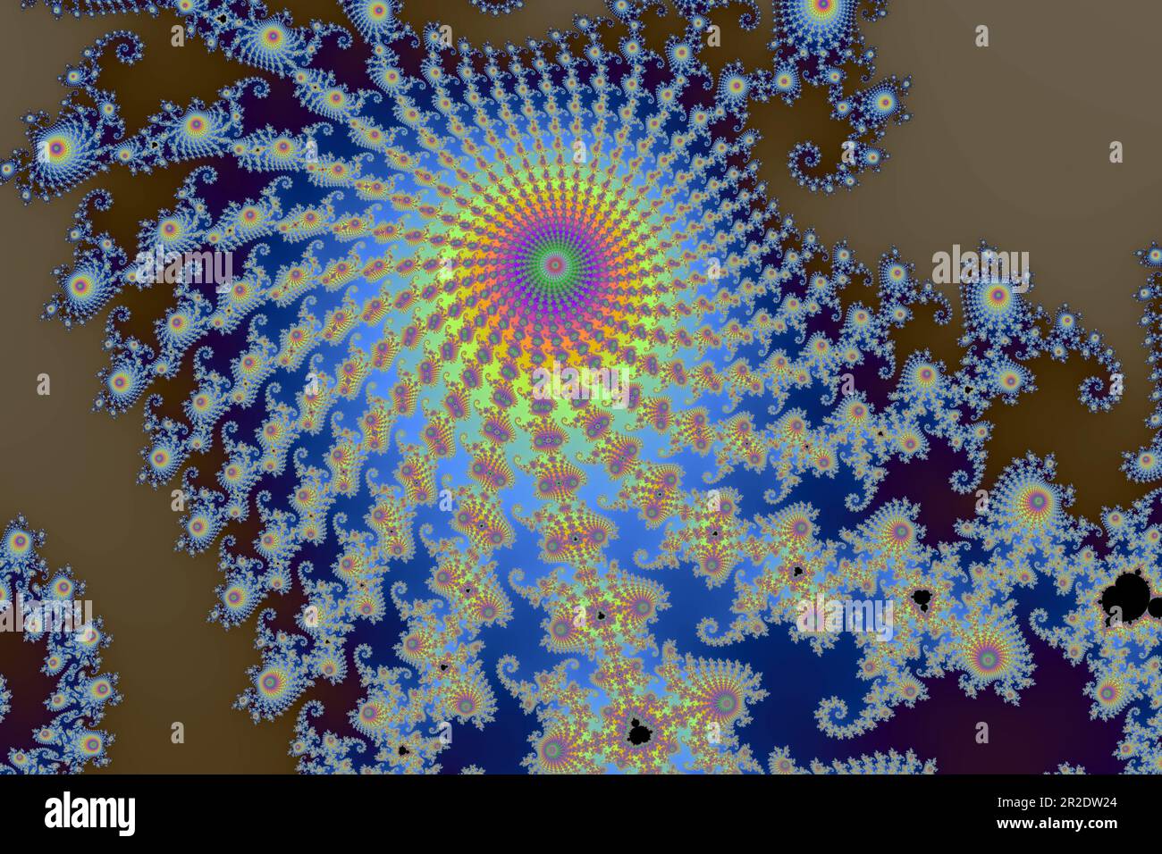 Colorful zoom into the infinite mathematical mandelbrot set fractal Stock Photo