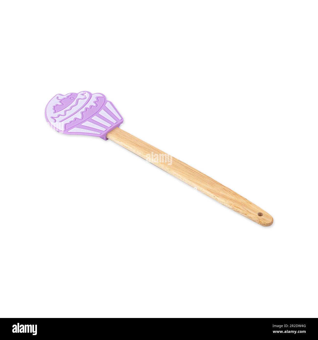 Cupcake shaped silicon and bamboo wooden spatula isolated over white