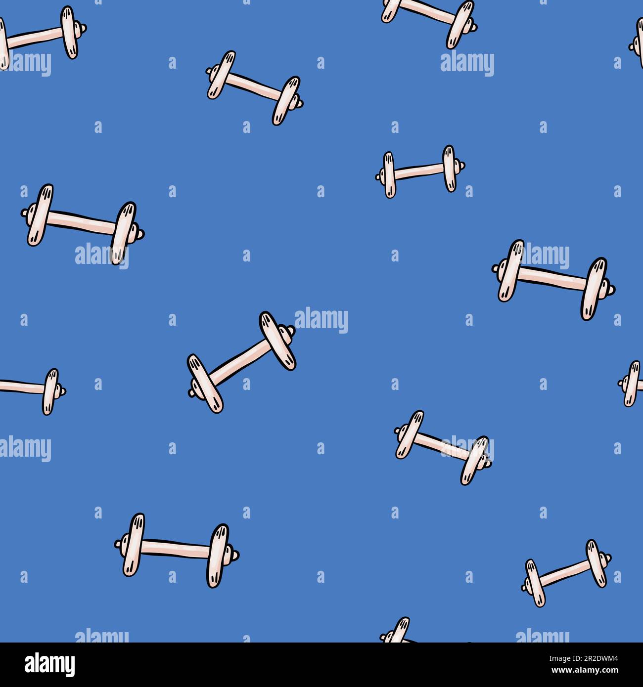 Abstract seamless pattern with the dumbbells. Sport seamless pattern. Stock Vector
