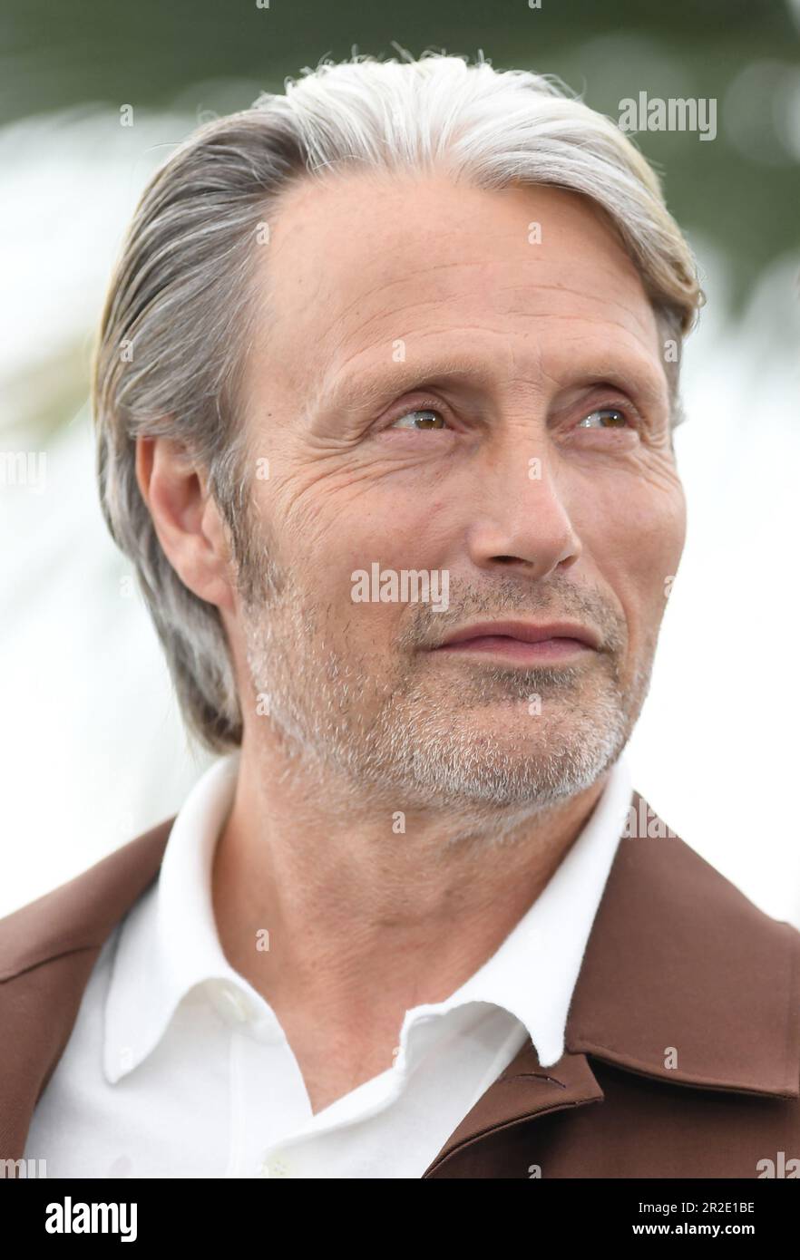 Cannes, France. 19th May, 2023. Danish actor Mads Mikkelsen attends the photo call for Indiana Jones And The Dial Of Destiny at the 76th Cannes Film Festival at Palais des Festivals in Cannes, France on Friday, May 19, 2023. Photo by Rune Hellestad/ Credit: UPI/Alamy Live News Stock Photo