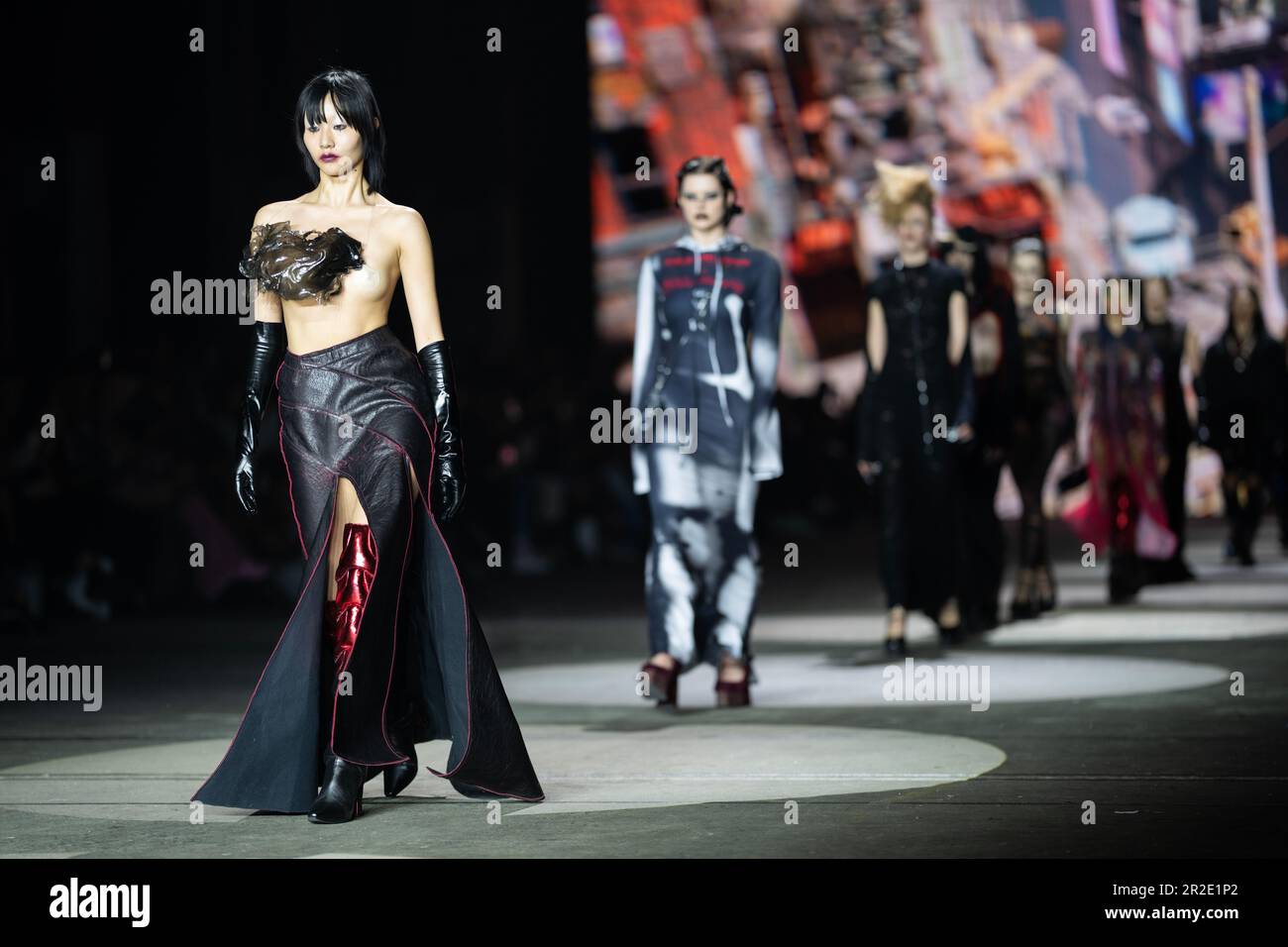 Sydney, Australia. 17th May, 2023. Models walk the runway during the INJURY show during the Afterpay Australian Fashion Week 2023 at Carriageworks on MAY 17, 2023 in Sydney, Australia Credit: IOIO IMAGES/Alamy Live News Stock Photo