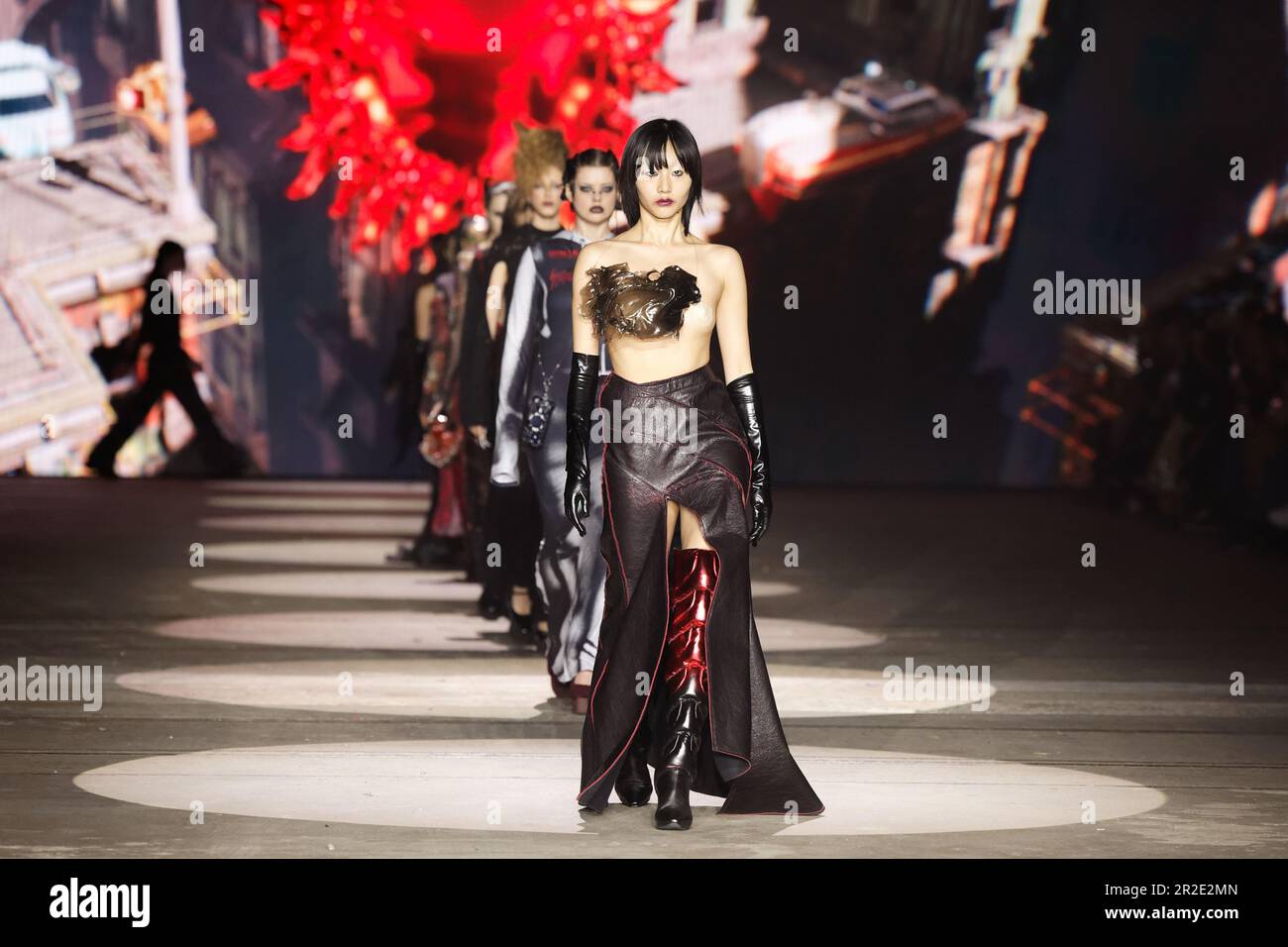 Sydney, Australia. 17th May, 2023. Models walk the runway during the INJURY show during the Afterpay Australian Fashion Week 2023 at Carriageworks on MAY 17, 2023 in Sydney, Australia Credit: IOIO IMAGES/Alamy Live News Stock Photo