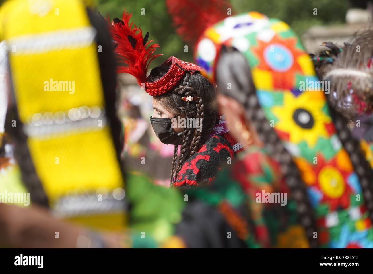 Kalash women dancing at the Chilam Joshi Festival in Chitral Stock Photo