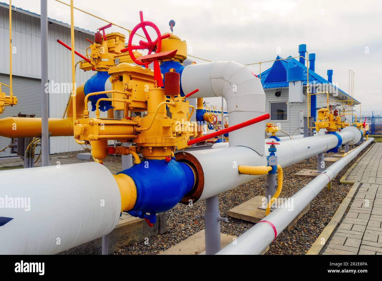 Type of gas distribution station for pumping natural gas. Territory of