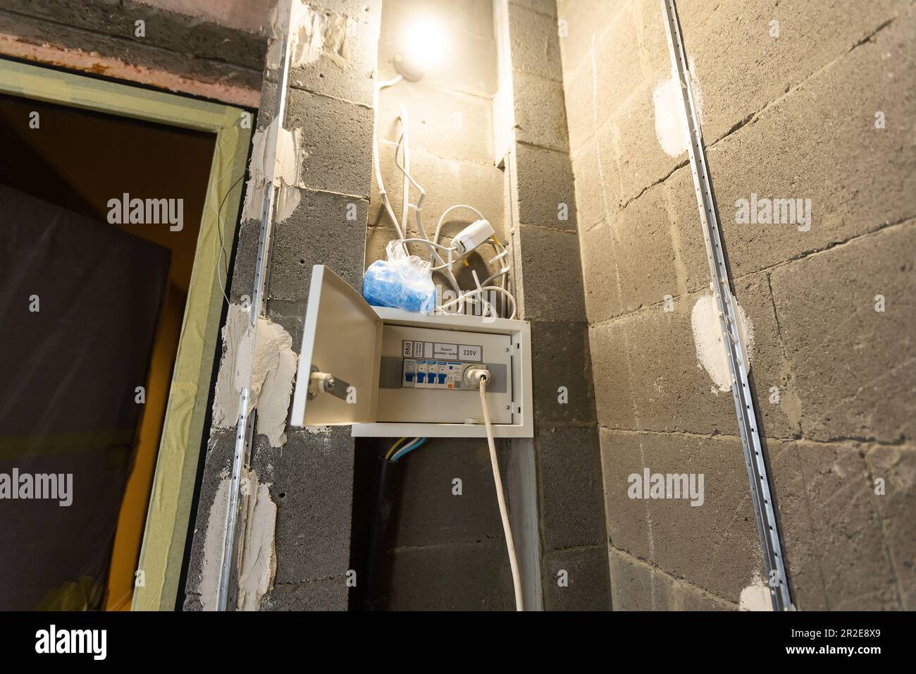 Installing power outlets. Ready to install power sockets on initial