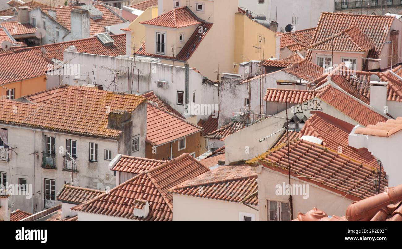 View of Lisbon's roof tops  from the Miradour de Santa Luzia, Lisbon, Portugal Stock Photo