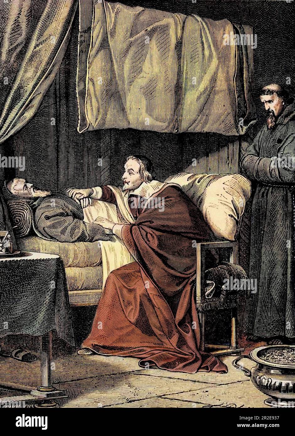 Le cardinal de Richelieu sur le lit de mort du pere Joseph (Francois Leclerc du Tremblay, 1577-1638) Stock Photo