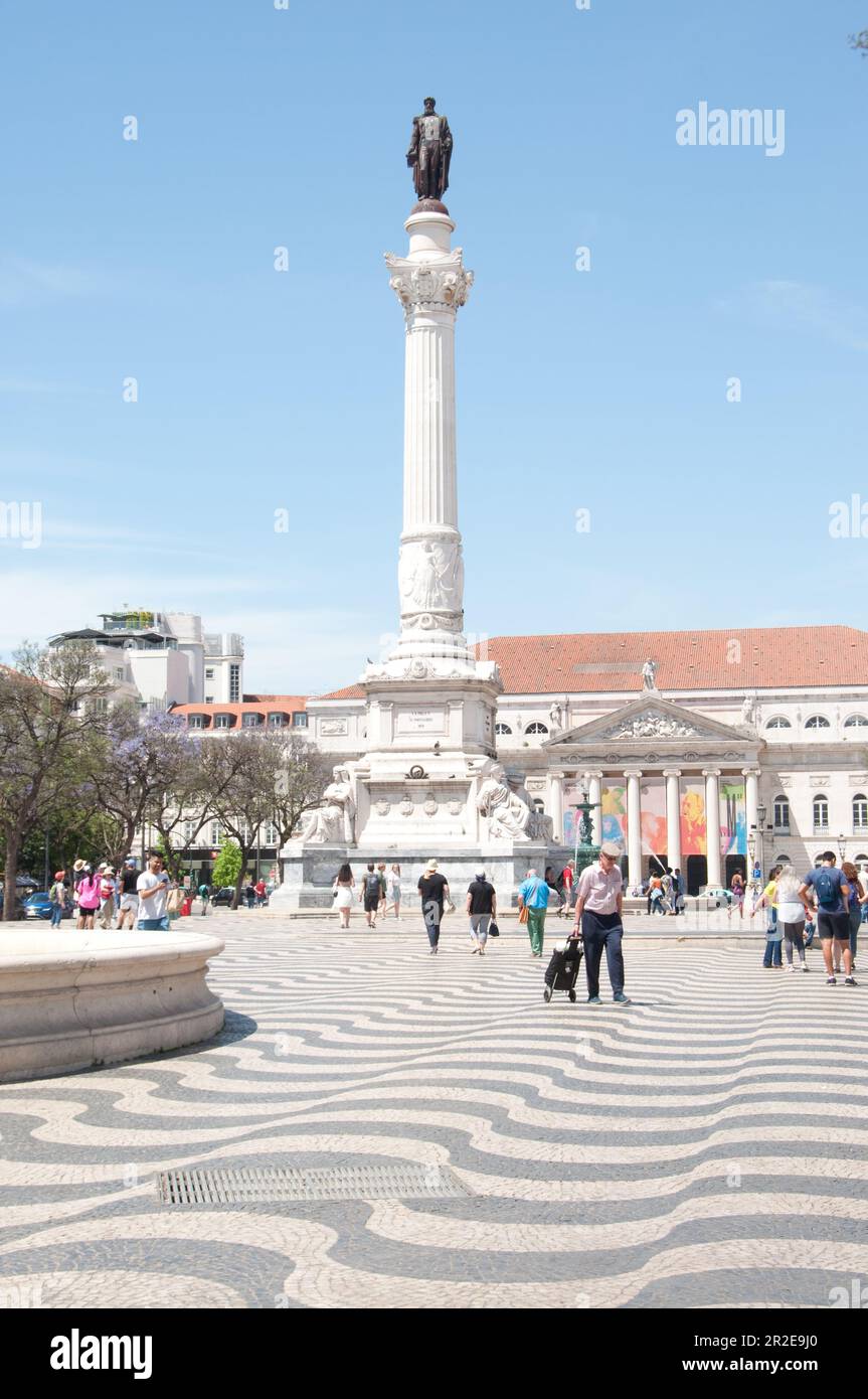 Statue of Don Pedro IV, Rossio Sqaure, Lisbon, Portugal Stock Photo