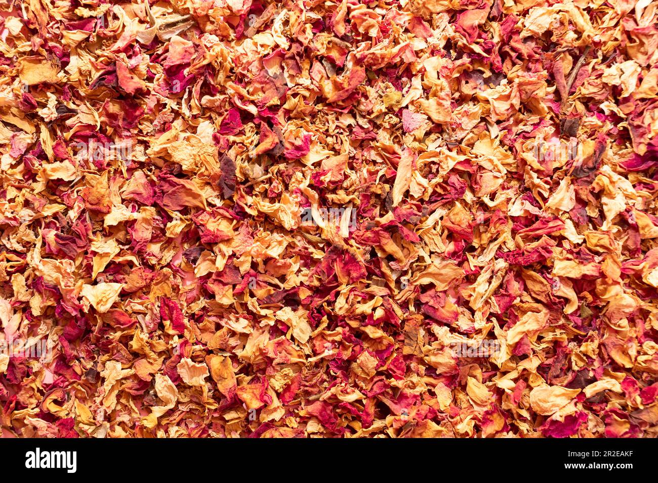 Texture dried rose petals, leaves. Potpourri, desiccated rose buds