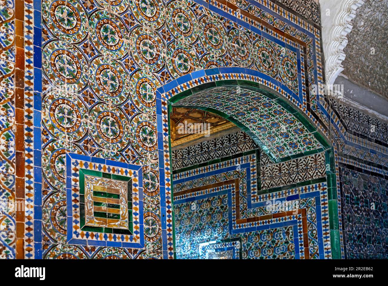 Spain, Andalusia, Seville, La Casa de Pilatos (Pilate's House), azulejo tile work, palace in Seville which serves as the permanent residency of the Du Stock Photo