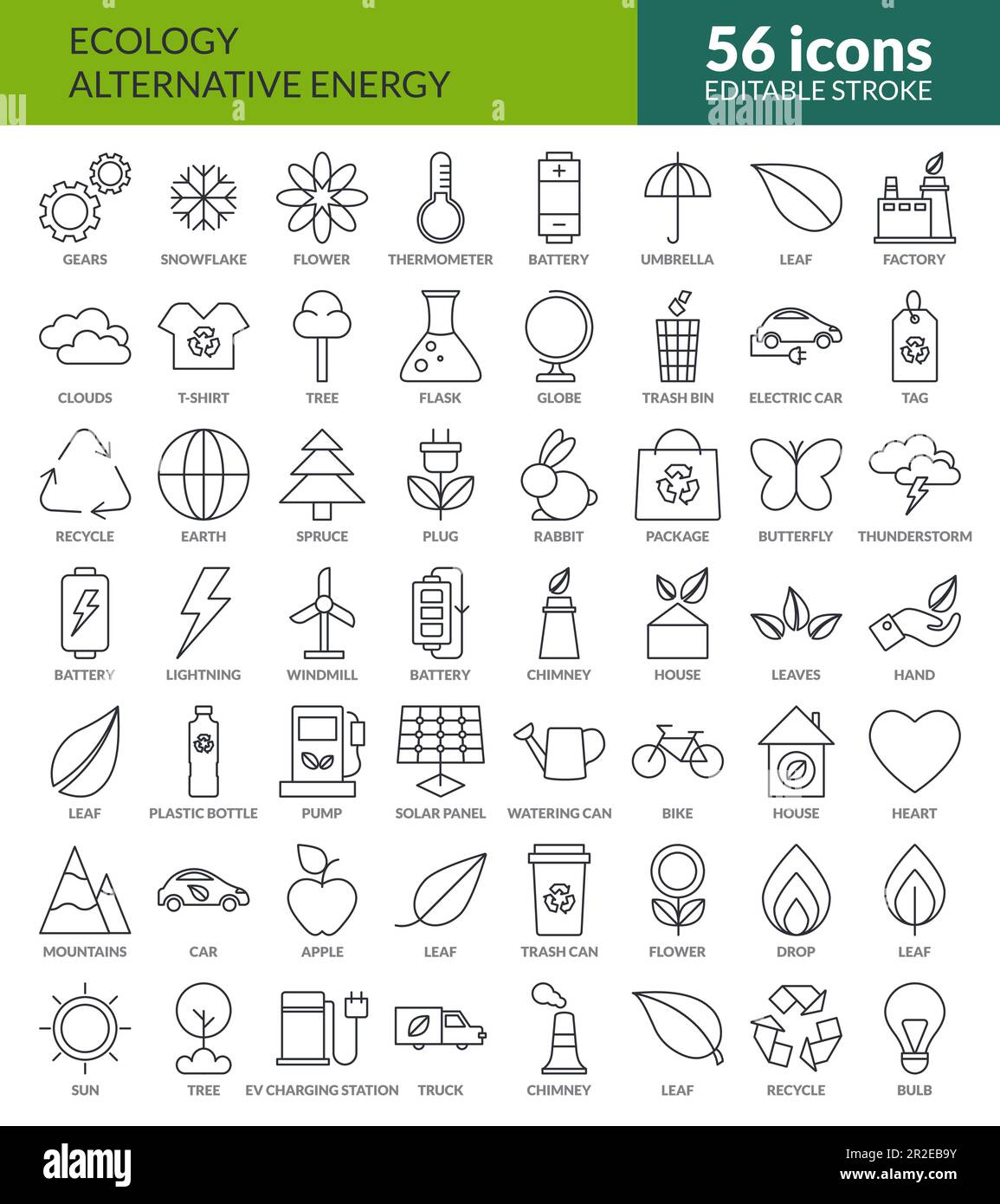 Big set of 56 Eco friendly related vector icons Stock Vector Image ...