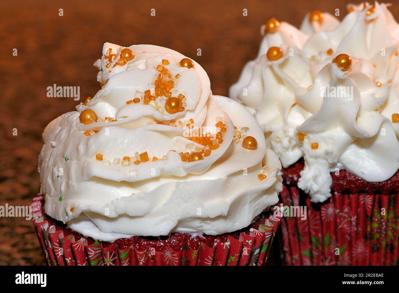 Close up of fancy decorative freshly baked cupcake Stock Photo
