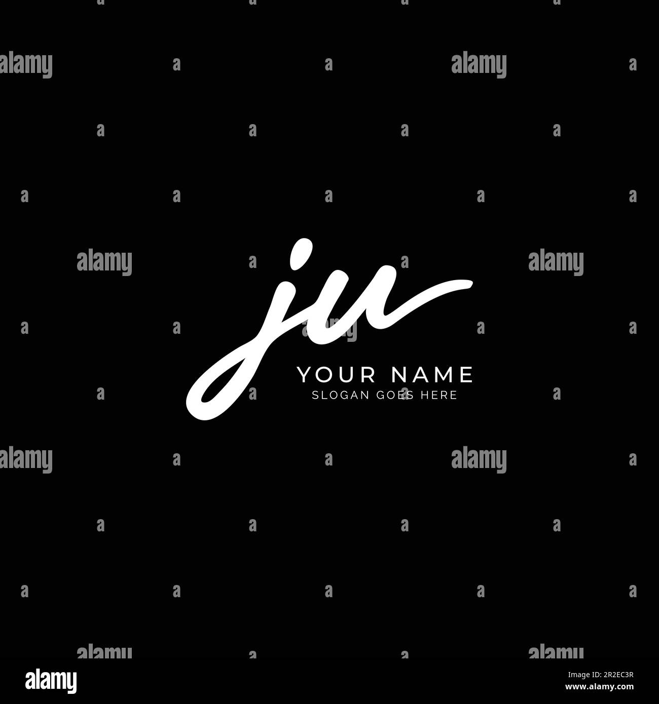 J, U, JU Initial letter handwritten and signature vector image logo Stock Vector